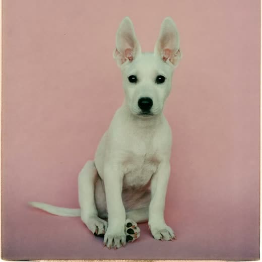 A puppy sitting and looking up